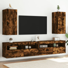 vidaXL 2 db füstös tölgy fali TV-szekrény LED-ekkel 30,5x35x70 cm bútor