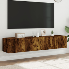 vidaXL 2 db füstös tölgy fali TV-szekrény LED-ekkel 80x35x31 cm bútor