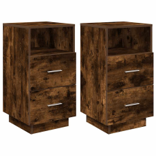 vidaXL 2 db füstös tölgy színű éjjeliszekrény 2 fiókkal 36x36x68 cm (858587) bútor