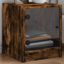 vidaXL 2 db füstös tölgy színű éjjeliszekrény üvegajtókkal 35x37x42 cm bútor