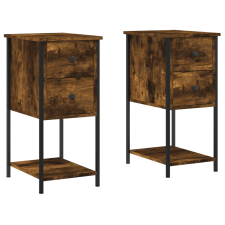vidaXL 2 db füstös tölgy színű műfa éjjeliszekrény 32x42x70 cm (826098) bútor