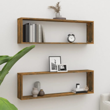 vidaXL 2 db füstös tölgyszínű szerelt fa fali kockapolc 100x15x30 cm bútor
