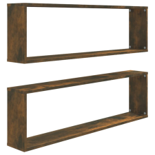 vidaXL 2 db füstös tölgyszínű szerelt fa fali kockapolc 100x15x30 cm (815906) bútor