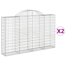 vidaXL 2 db íves horganyzott vas gabion kosár 200x30x120/140 cm (3146131) kerti tárolás