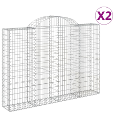 vidaXL 2 db íves horganyzott vas gabion kosár 200x30x140/160 cm (3146152) kerti tárolás