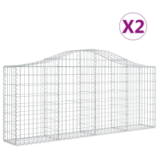 vidaXL 2 db íves horganyzott vas gabion kosár 200x30x80/100 cm (3145409) kerti tárolás