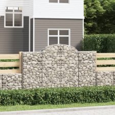 vidaXL 2 db íves horganyzott vas gabion kosár 200x50x120/140 cm kerti tárolás