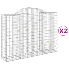 vidaXL 2 db íves horganyzott vas gabion kosár 200x50x140/160 cm (3146362) kerti tárolás