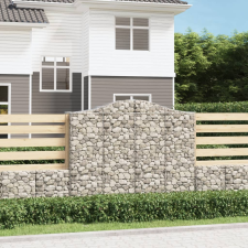 vidaXL 2 db íves horganyzott vas gabion kosár 200x50x160/180 cm kerti dekoráció