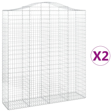 vidaXL 2 db íves horganyzott vas gabion kosár 200x50x220/240 cm (3145766) kerti tárolás