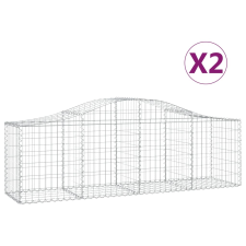 vidaXL 2 db íves horganyzott vas gabion kosár 200x50x60/80 cm (3145598) kerti tárolás