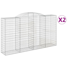 vidaXL 2 db íves horganyzott vas gabion kosár 300x50x160/180 cm (3146755) kerti tárolás