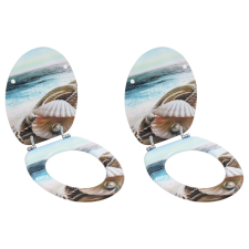 vidaXL 2 db kagylómintás MDF WC-ülőke keményen csukódó fedéllel fürdőszoba kiegészítő