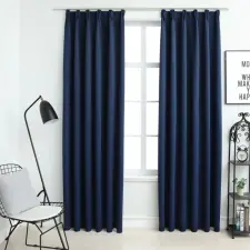 vidaXL 2 db kék sötétítőfüggöny kampókkal 140 x 225 cm lakástextília