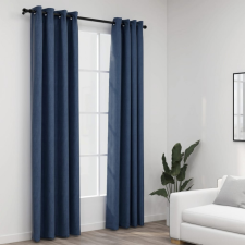 vidaXL 2 db kék vászonhatású sötétítőfüggöny fűzőkarikával 140x245 cm lakástextília