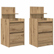 vidaXL 2 db kézműves tölgy éjjeliszekrények 2 fiókkal 38x34x80 cm (861372) bútor