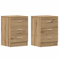 vidaXL 2 db kézműves tölgy színű éjjeliszekrény 38x35x55 cm (861127) bútor