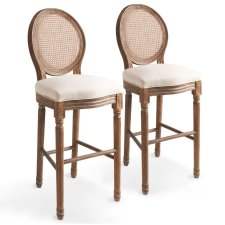 vidaXL 2 db krémfehér vászon/rattan bárszék 48 x 52 x 123 cm bútor