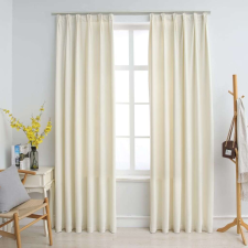 vidaXL 2 db krémszínű bársony sötétítőfüggöny kampókkal 140 x 175 cm lakástextília