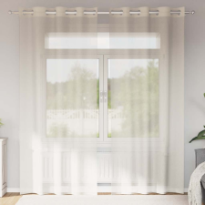 vidaXL 2 db krémszínű fátyolfüggönyök rojtokkal 140x225 cm lakástextília