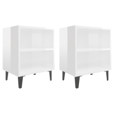 vidaXL 2 db magasfényű fehér éjjeliszekrény fém lábakkal 40x30x50 cm (805810) bútor
