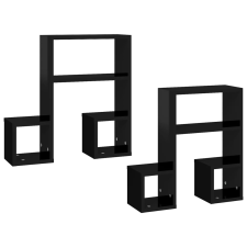 vidaXL 2 db magasfényű fekete forgácslap fali polc 50 x 15 x 50 cm (807248) bútor