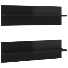 vidaXL 2 db magasfényű fekete forgácslap fali polc 60 x 11,5 x 18 cm (807329) bútor