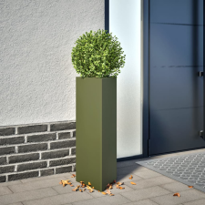 vidaXL 2 db olívazöld acél háromszög alakú kerti ültető 30x26x75 cm kerti tárolás