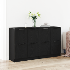 vidaXL 2 db-os fekete tölgy komód 60x30x70 cm szerelt fa bútor