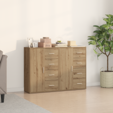 vidaXL 2 db-os Oldalszekrény Tömör Tölgy 60x31x84 cm Mérnöki Fa bútor