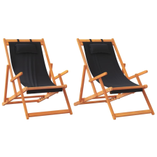 vidaXL 2 db összecsukható fekete szövet strandszék (3214486) kerti bútor