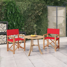 vidaXL 2 db piros tömör tíkfa rendezői szék kerti bútor