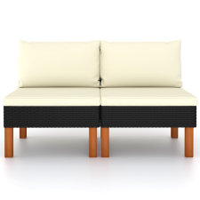 vidaXL 2 db polyrattan és tömör eukaliptuszfa középső kanapé (315765) kerti bútor