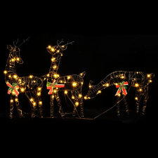 vidaXL 2 db rattan karácsonyi rénszarvascsalád 180 db meleg fehér LED (3200673) karácsonyfa izzósor
