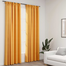 vidaXL 2 db sárga vászonhatású sötétítőfüggöny kampókkal 140 x 225 cm lakástextília