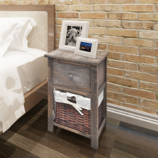 vidaXL 2 db Shabby Chic fa éjjeliszekrény barna bútor