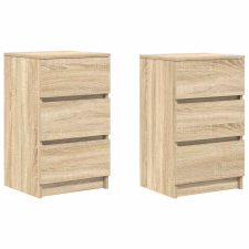 vidaXL 2 db sonoma tölgy éjjeliszekrények 3 fiókkal 39x35x65 cm (861342) bútor