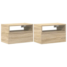 vidaXL 2 db sonoma tölgy falra szerelhető éjjeliszekrény 45x26x28,5 cm (858601) bútor