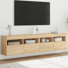 vidaXL 2 db sonoma-tölgy színű fali TV-szekrény LED-del 80x30x40 cm bútor