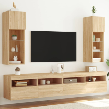 vidaXL 2 db sonoma tölgy színű TV-szekrény LED-ekkel 30,5x30x90 cm bútor