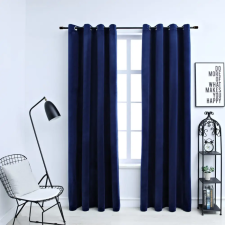 vidaXL 2 db sötétkék bársony sötétítőfüggöny gyűrűkkel 140 x 175 cm lakástextília