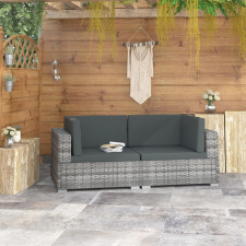 vidaXL 2 db szürke moduláris polyrattan sarokfotel párnákkal kerti bútor
