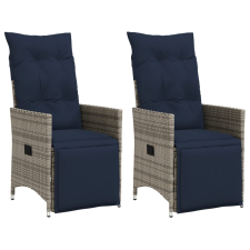 vidaXL 2 db szürke polyrattan dönthető kerti szék párnákkal kerti bútor