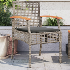 vidaXL 2 db szürke polyrattan és akácfa kerti szék párnákkal kerti bútor