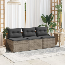 vidaXL 2 db szürke polyrattan karfa nélküli kerti kanapé párnákkal kerti bútor