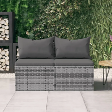 vidaXL 2 db szürke polyrattan kerti középső kanapé párnákkal kerti bútor