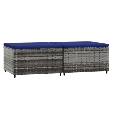 vidaXL 2 db szürke polyrattan kerti lábtartó párnával (319853) bútor