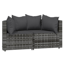 vidaXL 2 db szürke polyrattan kerti sarokkanapé párnával (319774) kerti bútor