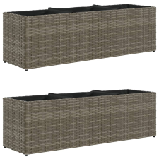 vidaXL 2 db szürke polyrattan kerti ültetőláda 3 cseréppel 105x30x32cm (3210524) kerti tárolás