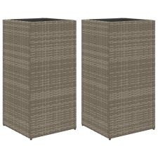 vidaXL 2 db szürke polyrattan kerti ültetőláda 40x40x80 cm (3210521) kerti tárolás